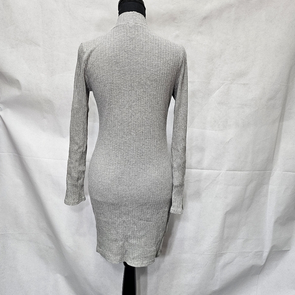Heart & Hips Grey Ribbed Pencil Dress High Neck Size L - Picture 5 of 7